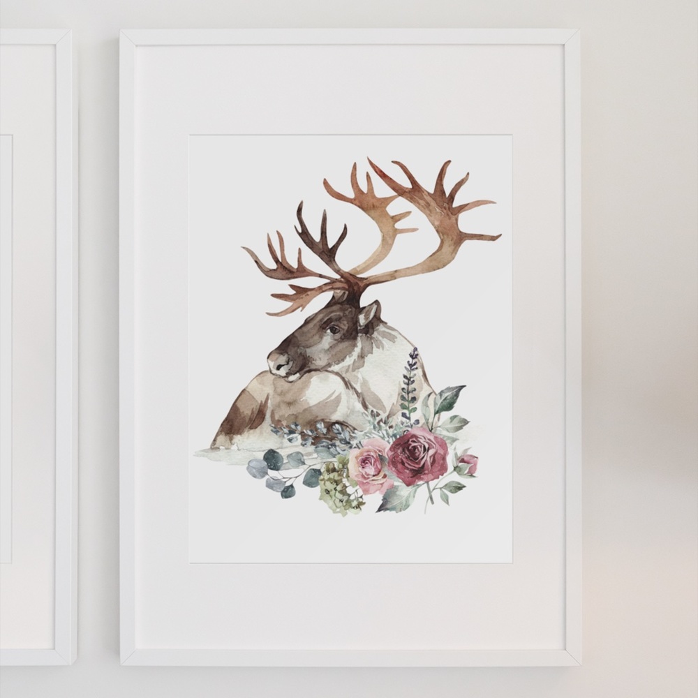 Moose Elk Deer Watercolor Wall Art Print Poster UNFRAMED - Picture 5 of 10